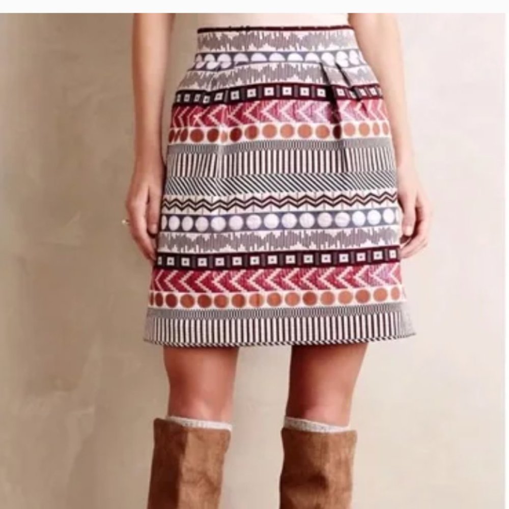 Anthropologie Cream Nomad Morgan Carper Glistened Skirt
